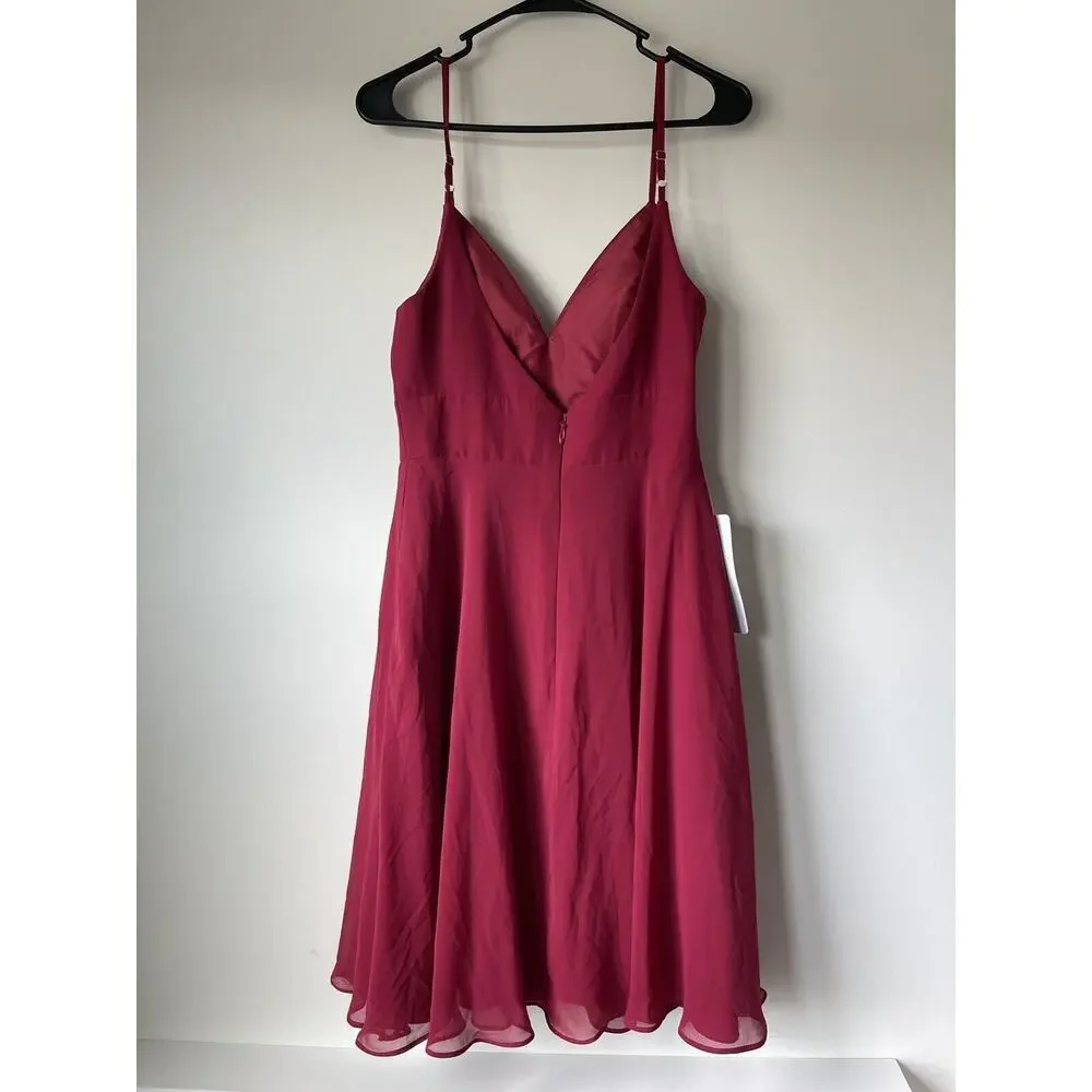 AZAZIE EMMY Flowy Pleated Chiffon Dress Women Size A6 Burgundy Midi $80 NWT​​​ - Picture 7 of 10